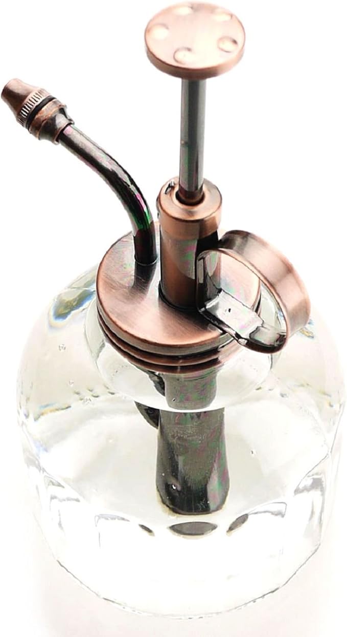 Plant Mister- Clear Glass Bottle & Brass Sprayer (Antique Copper)