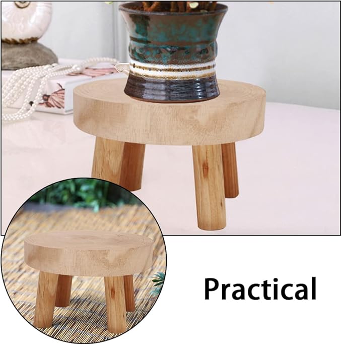 5.5IN Small Solid Wood Garden Plant Pot Riser Display Stands Flower Pot Holder Indoor Round Plant Stand for Indoor Outdoor Patio Garden(Mini Models)