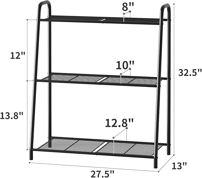 Kitsanery Metal Plant Stand Indoor Outdoor for Multiple Plants,3 Tier Plant Shelf,Large Heavy Duty Flower Holder Ladder Plant for Living Room, Patio, Balcony (Black)