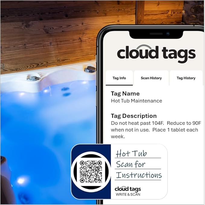 Cloud Tags - Programmable QR Code Stickers | Pack of 24 | Write, Scan & Store | No App or Subscription Needed | Multipurpose, Secure, and Easy-to-Use Tags for Organization, Lost & Found, and More