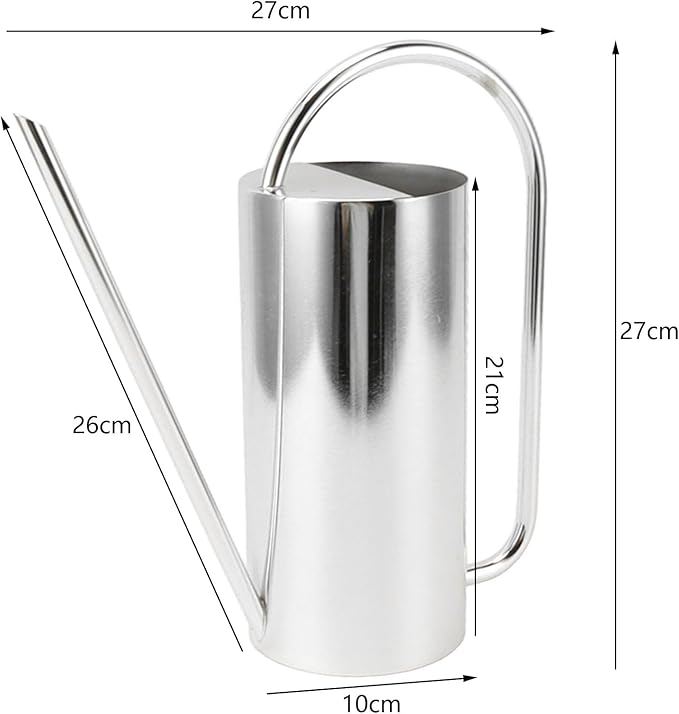 Plant Watering Can,Watering Can for Indoor Outdoor Plants,52.8oz Large Capacity Watering Kettle Stainless Steel Pot Gardening Supplies,Long Spout Watering Can for Indoor Bonsai(Stainless Steel Color)