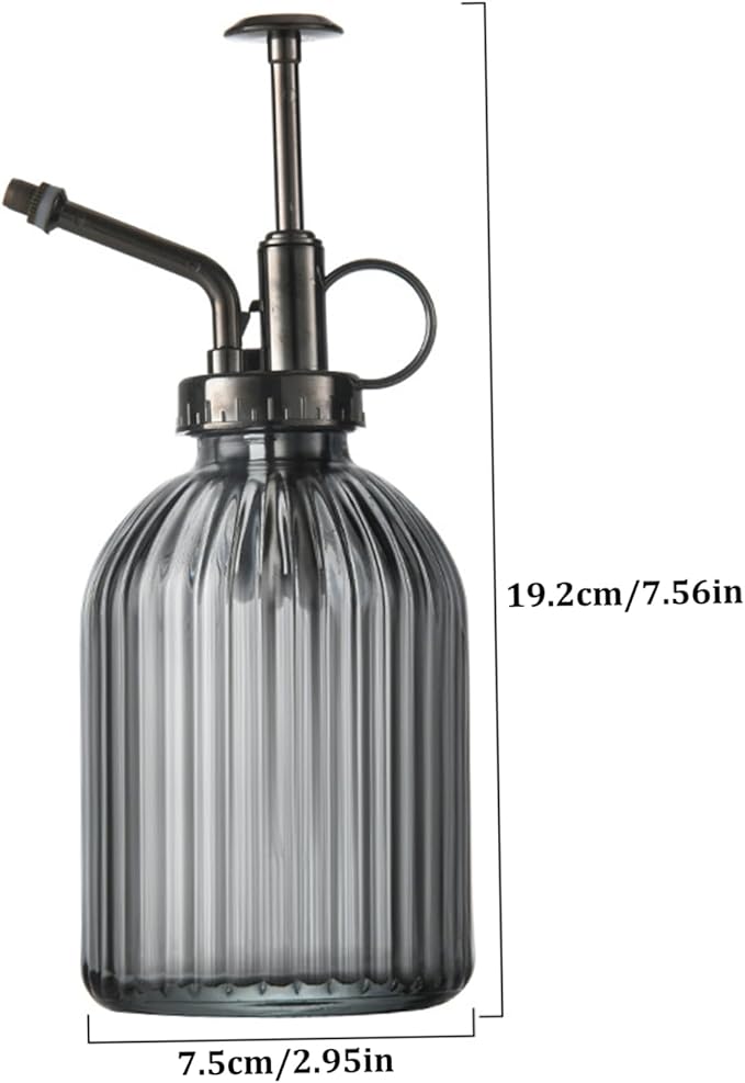 Plant Mister Water Spray Bottle for Plants Creative Hand Pressure Water Bottle Glass Flower Sprayer (Grey+Bronze Sprinkler) Home Accessories