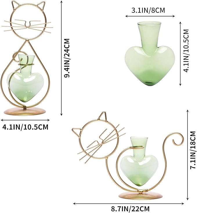 Plant Terrarium Plants Propagation Station Cat Lover Gifts for Women Home Office Decor Cat Desk Accessories
