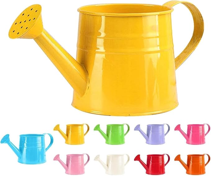 Metal Watering Can - 1L Vintage Sprinkling Can Plant Watering Can for Outdoor Indoor Plants, Tinplate Watering Kettle Gardening Tool, Galvanized Steel Watering Cans for Flowers (Yellow)