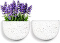 Asnext 2 Pack Wall Hanging Planter Pots for Indoor and Outdoor Plants, 7 Inch Half-Moon-Shaped Plastic Wall Planter, Wall Mounted Succulent Planters (Speckled White)