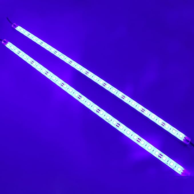 LEDENET 440nm Blue Waterproof LED Grow Light Strips, 12V DC Aquarium LED Strip Aluminum Lighting, 2 pc 20" Blue Boat Rigid LED Lights Strips, Marine LED Lights Bar