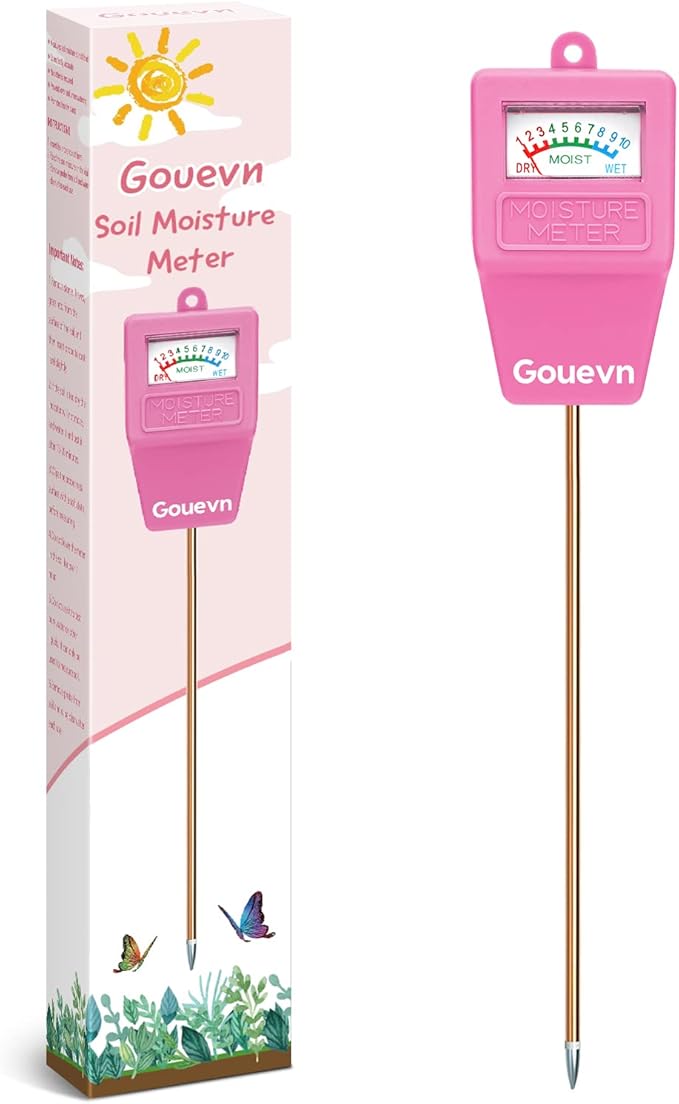 Gouevn Soil Moisture Meter, Soil Tester Plant Moisture Meter for House Plants, Plant Water Meter Hydrometer Plant Sensor for Indoor Plant Care, No Battery Needed (Pink)