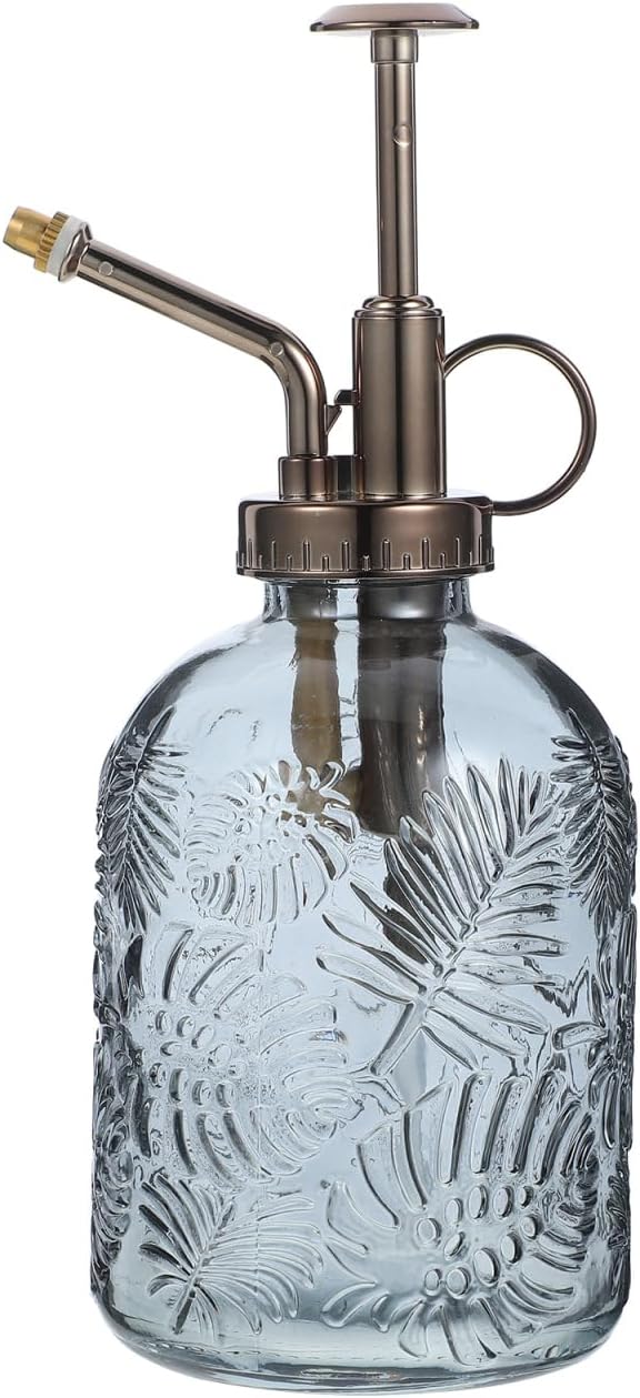 Yardwe Vintage Glass Plant Mister Spray Bottle, 350ml Indoor Watering can with Antique Bronze Pump, Small Garden Sprayer for Houseplants, Succulents, and Flowers (Copper)