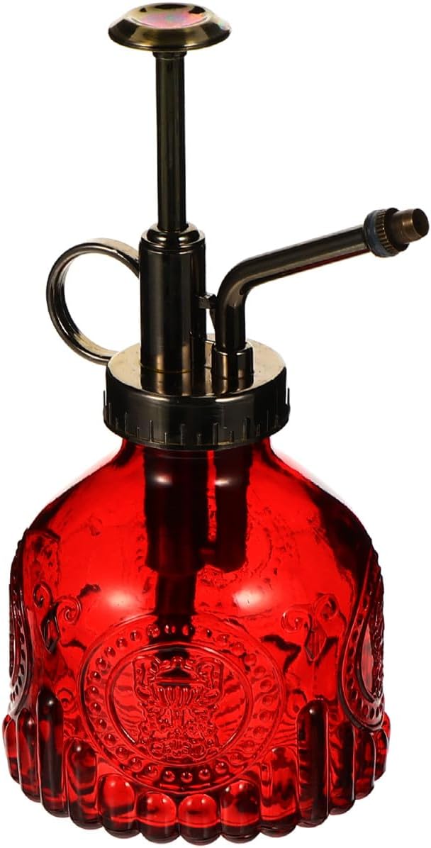 Mikikit Portable Refillable Glass Plant Mister Vintage Embossed Water Spray Bottle for Indoor and Outdoor Gardening Easy to Use for Plant Care and Flower Watering