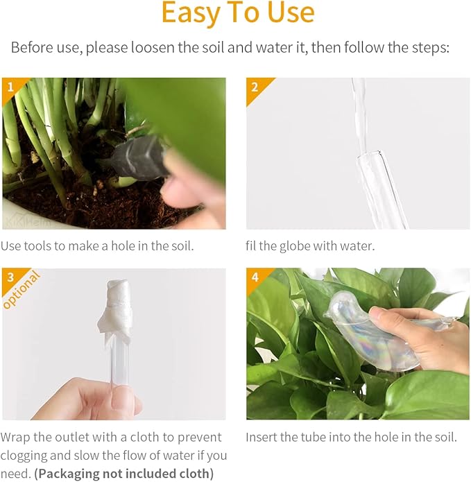 KiKiHeim 2Pcs Plant Watering Globes, Colorful Glass Plant Self Watering Devices, Bird Shape Self Watering Globes, Water Bulbs for Indoor Plants
