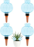 4 Pcs Plant Self Watering Globes, 17oz Large Plastic Water Bulbs Top Fill Watering Globes Slow Release Terracotta, Water Spikes Stakes for Indoor and Outdoor Plants (Blue)