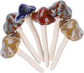 kathson 6 PCS Garden Decor Mushroom - Ceramic Mushrooms for Garden, Yard, Fairy Garden Stakes Lawn Ornament Plants Stakes Accessories Pottery Ornament 4.52" in Height (Random Color)