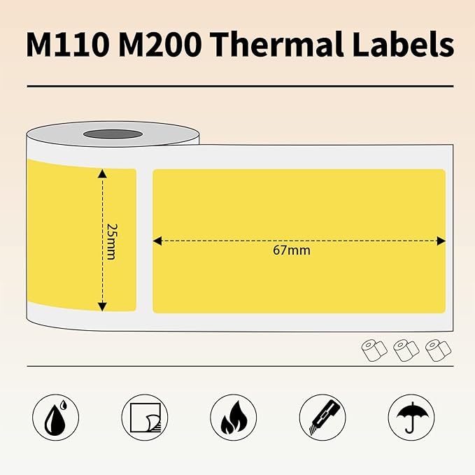M110 Thermal Labels 1"x2.63"(25x67mm), Compatible with Phomemo M100/M110/M220/M221/M150/M160, M250/M260 Labels Maker, Waterproof Thermal Sticker Paper for Small Business, Home Tag, Mailing, Address