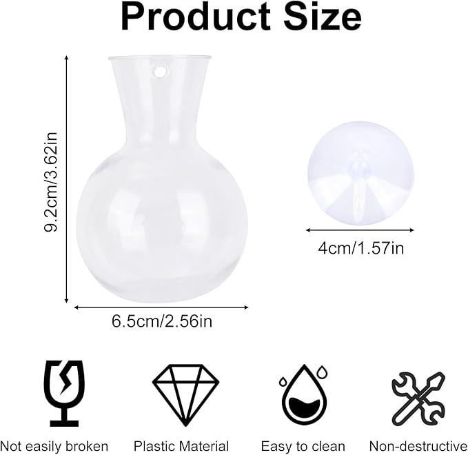 Penitue 8pcs Window Propagation Station, Plastic Bulb-Shaped Plant Propagation Vases with Suction Cups Easy to Install Wall Hanging Planters Window Plant Holder for Indoor Office Home Decor (Clear)