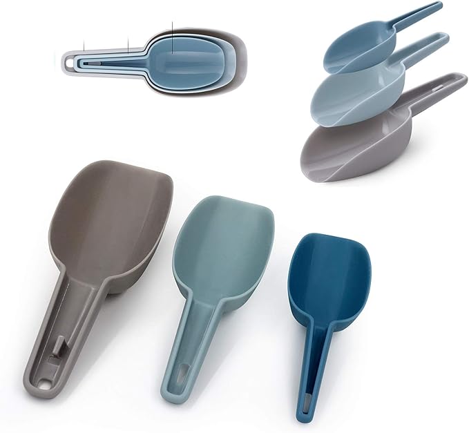 Set of 3 Scoops for Canisters, Plastic Flour Scoop, Ice Scooper for Canisters, Flour, Powders, Dry Foods, Candy, Popcorn, Coffee Beans Pet Food