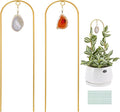 2PCS Small Plant Gold Trellis Indoor, Mini Metal Houseplant Decor Support for Potted Ivy Vine, Boho Garden Decorative Pot Climber with Agate for Climbing Hoya Pothos Philodendron Gift