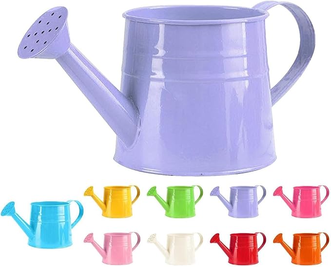 Metal Watering Can - 1L Vintage Sprinkling Can Plant Watering Can for Outdoor Indoor Plants, Tinplate Watering Kettle Gardening Tool, Galvanized Steel Watering Cans for Flowers (Purple)