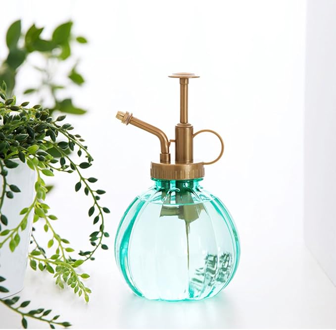 350ML Plant Mister Flower Water Spray Bottle Can Pot|Vintage Pumpkin Style Decorative Glass Plant Atomizer Watering Can Pot with Top Pump for Indoor Potted Terrariums Flowers,Hairdressing Sprayer