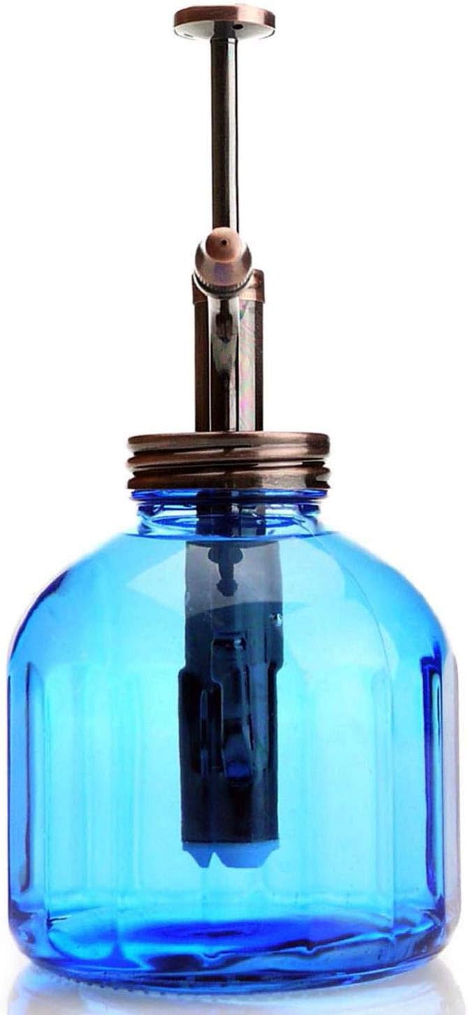 Plant Mister-Blue Glass Bottle & Brass Sprayer (Antique Copper)