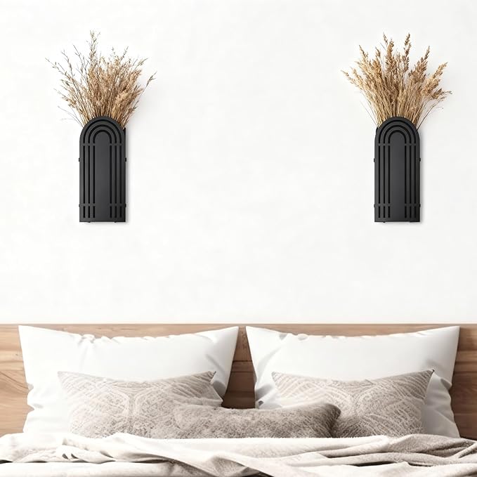 OYEFLY 2 Pcs Metal Wall Planter (Black)
