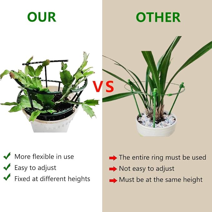 Belit 8 Pack Small Plant Support Plant Stakes, Garden Flowers Green Plant Support Ring, Planter Support Ring for Schlumbergera, Clivia, Vegetables, 5.5" Wide x 9.8" High