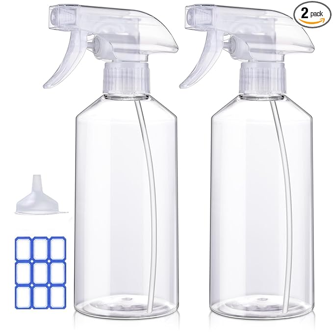 JohnBee Spray Bottles - 16.9oz/2Pack - Premium Adjustable Spray Bottles for Cleaning - No Leak And Clog Mister Spray Bottle - Spray Bottle For Hair, Plants, Pet, Vinegar, And Rubbing Alcohol Reagent