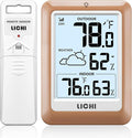 Indoor Outdoor Thermometer Wireless Weather Station, Internal External Thermometer Hygrometer, Home Batteryoperated Temperature Humiditymonitors330 Feet (About 100 Meters) Backlight Display (Khaki)