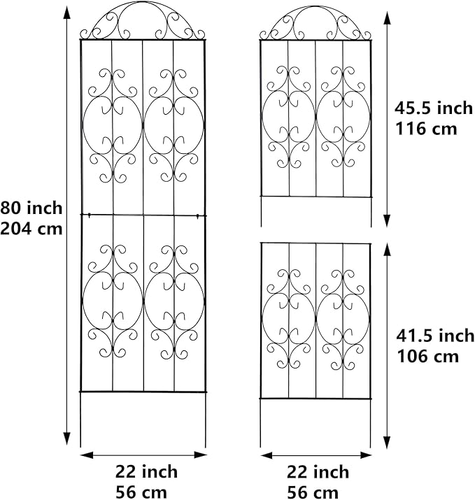 Thealyn Garden Trellis 2 Pack 80 Inch.H x 22 Inch.W Heavy-Duty Climbing Plant Trellis Metal Plant Supports Suitable Supporting Climbing Plants Outdoor, Roses, Vegetables, Vines, Flowers