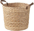 Isidore Water Hyacinth Storage Basket, Round Woven Design (Natural Brown, 15.7 x 15.7 x 11.8 in)