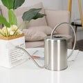 Stainless Steel Silver Colored Watering Can 1/2 Gallon Long Spout Watering Pot for Indoor Plant Watering or Outdoor Gardening with 2Pcs Removable Spray Spout for Flowers