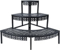 3 Tier Plant Stand Semi-Circular Flower Pot Organizer Rack Quarter Round Plant Display Holder Outdoor Storage Shelves Metal Corner Shelf Planter Shelving Ladder Plant Stand for Indoor Use(Black)