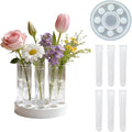 Round Vase Resin Mold Silicone for Plant Propagation Station with 6 Acrylic Test Tubes, Epoxy Resin Casting Mold for Hydroponic Flowers, Home Office Decor, DIY Craft Gift (B)