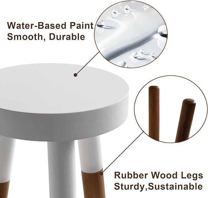 LitaEther 9" Reverse Dipped Wood Plant Stand, Wood Accent Stool,Milking Stool Set (12"+16" Tall)