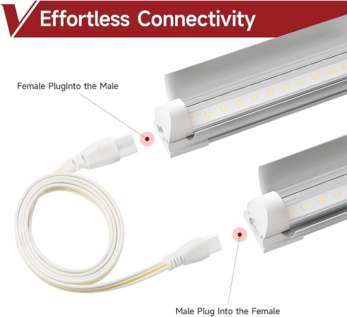 2 Pack LED Grow Light 4FT, 5000K Full Spectrum, 84W(2 x 42W), Linkable Growing Lamp Fixture, T8 Grow Lights for Indoor Plants, Seed Starting, Vegetables