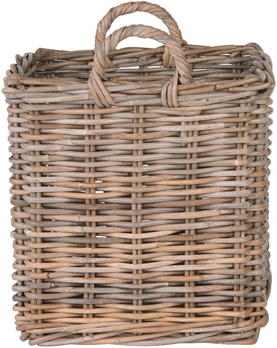 Kouboo Kobo Square Rattan Decorative Storage Basket and Planter, Medium Size, Gray