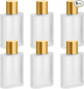 Tessco for you 6 Pcs 50/100ml Frosted Glass Bottle Perfume Atomizer Refillable Spray Empty Perfume Dispenser Fine Mist Atomizer Cosmetic Container for Travel Men Women (1.7 Ounces,Gold)