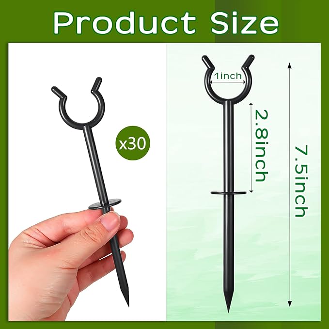 Taiyin 20 Pcs 3/4'' Garden Hose Holder Brackets Garden Guide Holder Decorative Outdoor Guide Stakes Support Spike Plant Tool to Keep Off Lawn for Yard (Black)