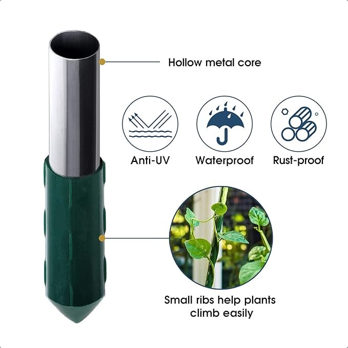 NANOPRETTY 8 FT Garden Stakes for Outdoor Plant Support, 0.78 inch Diameter Plant Stake Sticks Metal Poles for Pole Beans Cucumber Tree Climbing Plants Gardening Supplies 10 Pack