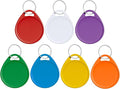 Uniclife 1.5 Inch Colorful Key Tags for Labeling Writable Round Plastic Key Chain Tags with Split Rings Sturdy Item Identifiers in 7 Assorted Colors, 100 Pack
