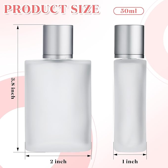 Tessco for you 12 Pcs 50/100ml Frosted Glass Bottle Perfume Atomizer Refillable Spray Empty Perfume Dispenser Fine Mist Atomizer Cosmetic Container for Travel Men Women (1.7 Ounces,Silver Gray)