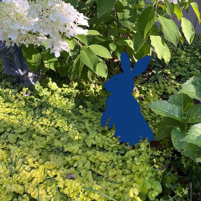 Metal Rabbit Yard Stake, Rustic Rabbit Standing Art, Easter Bunny, Easter Spring Decor, Metal Garden Stake, Metal Yard Art(Cobalt Blue,7”x13” /18cm x 32cm)