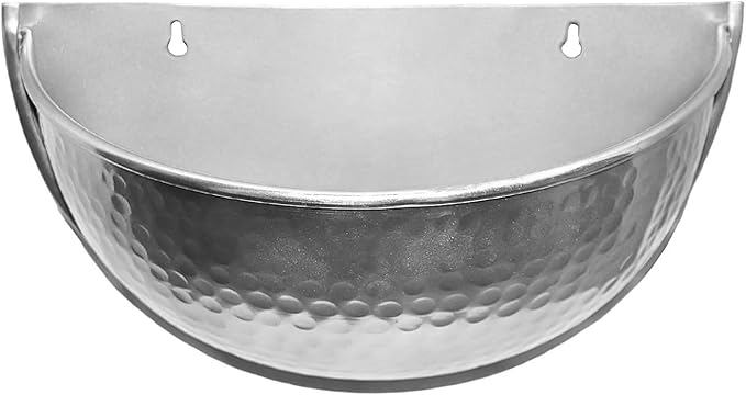 Allegorie Metal Wall Planter | Indoor or Outdoor Hanging Plant Pot | Farmhouse Decor & Boho Kitchen Decoration for Herbs & Succulents 12x7 (Silver)
