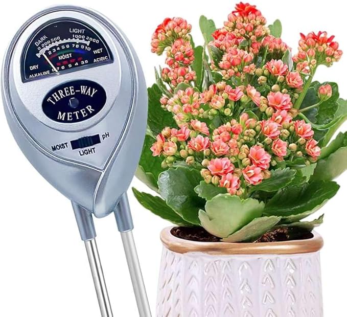 Soil Tester, Soil pH Meter, 3-in-1 Soil Moisture/Light/pH Tester, Plant Moisture Meter Light and PH Tester Gardening Tool Kits for Plant Care, Great for Garden, Lawn, Farm, Indoor & Outdoor Use