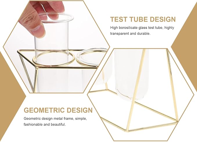 Hanging Hydroponic Plant Container Geometric Glass Vase for Indoor Office Decor Chic Wall-Mounted Planter with Shelf for Use