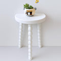 LitaEther Wooden Bobbin Side Table - Plant Stand - Half Round Table - Wooden Accent Stool- Minimalist Decorative Table for Bedroom, Hallway, Living Room (1, White)