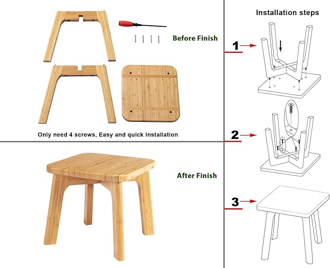 Small Wooden Step Stool for Kids – Mini Toddler Stool to Sit or Stand – Anti-Slip Bamboo Stool for Bathroom Sink, Potty Training & Kitchen