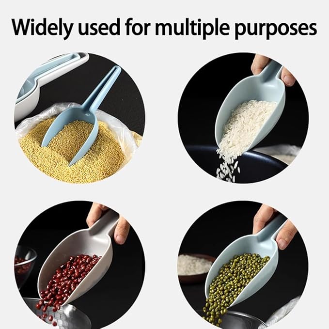 4-Piece Multi-Purpose Scoop Set - Colorful Plastic Scoops for Ice, Flour, Coffee, Pet Food & Dry Goods - Perfect for Freezer, Canisters & Kitchen Storage (4 Sizes Included)