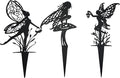 Decorative Garden Stakes， Fairy Garden Stakes, Butterfly Fairy Stakes for Weather Resistant Black Metal Outdoor Decorative Art for Women Gift (Matte Black, 3P-A)