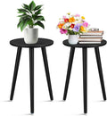 Briwooody 2 Pcs Wood Plant Stands Indoor Wooden Stool for Plants Mid Century Vintage Modern Flower Pots Holder Round Side Table End Table Plant Stools for Living Room Corner Balcony Decor(Black)