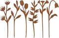 hogardeck Garden Decor for Outside, 6 Pcs Rusty Metal Flower Garden Stakes with Fern Leaf Design for Outdoor Yard Art, Rustic Plant Stakes for Flower Bed, Pot, Vase